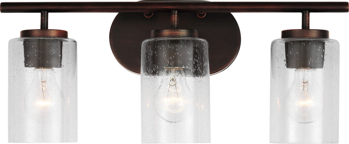 Generation Lighting Oslo 3 light bronze bath sconce wall light with clear seeded glass