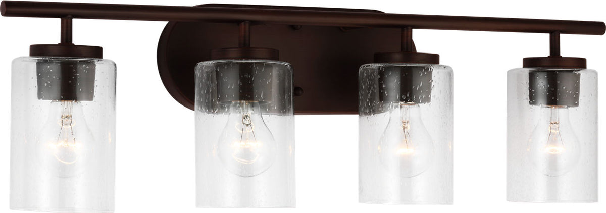 Generation Lighting Oslo 4 light bronze bath vanity wall light with clear seeded glass