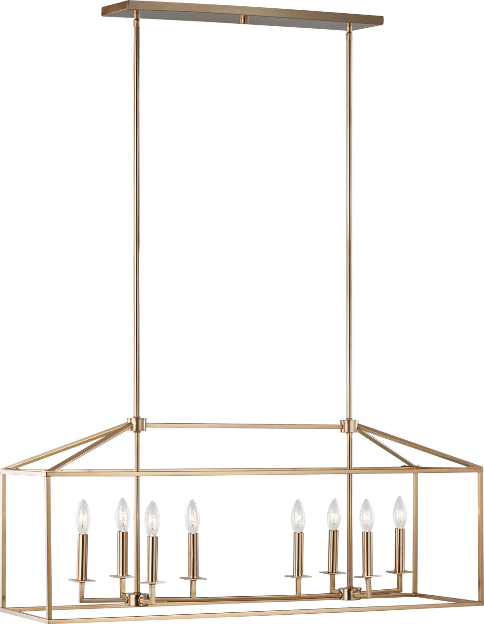 Generation Lighting Perryton 8 light satin brass linear lantern ceiling light