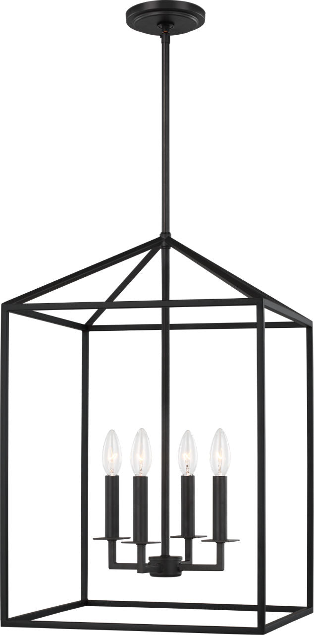 Generation Lighting Perryton 4 light midnight black lantern ceiling light
