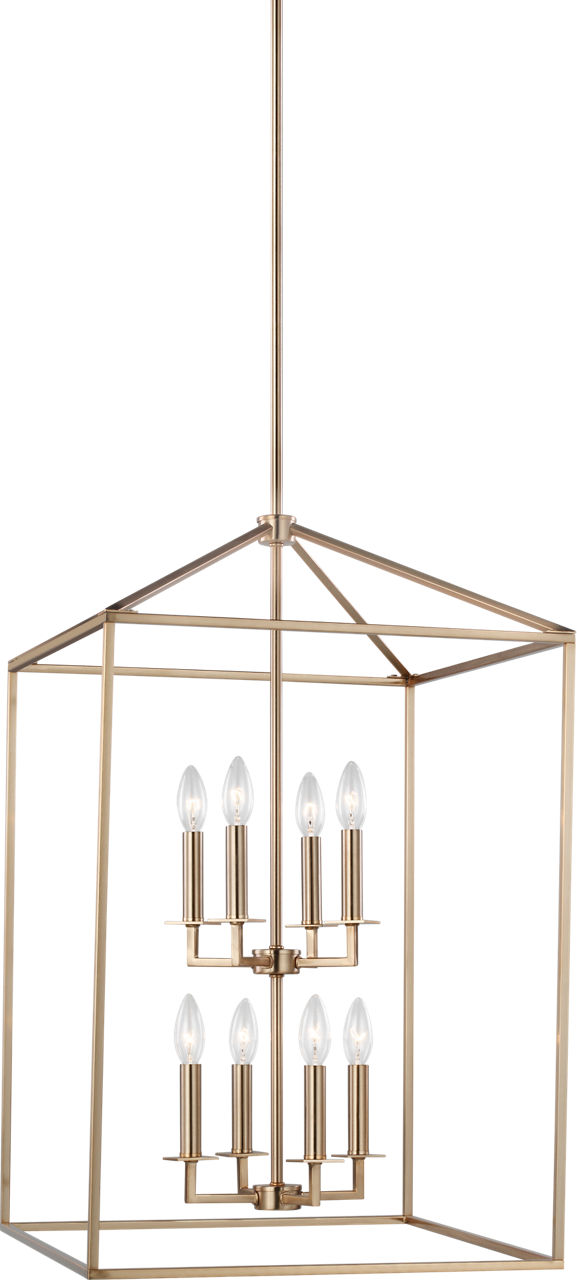 Generation Lighting Perryton 8 light satin brass lantern pendant ceiling light