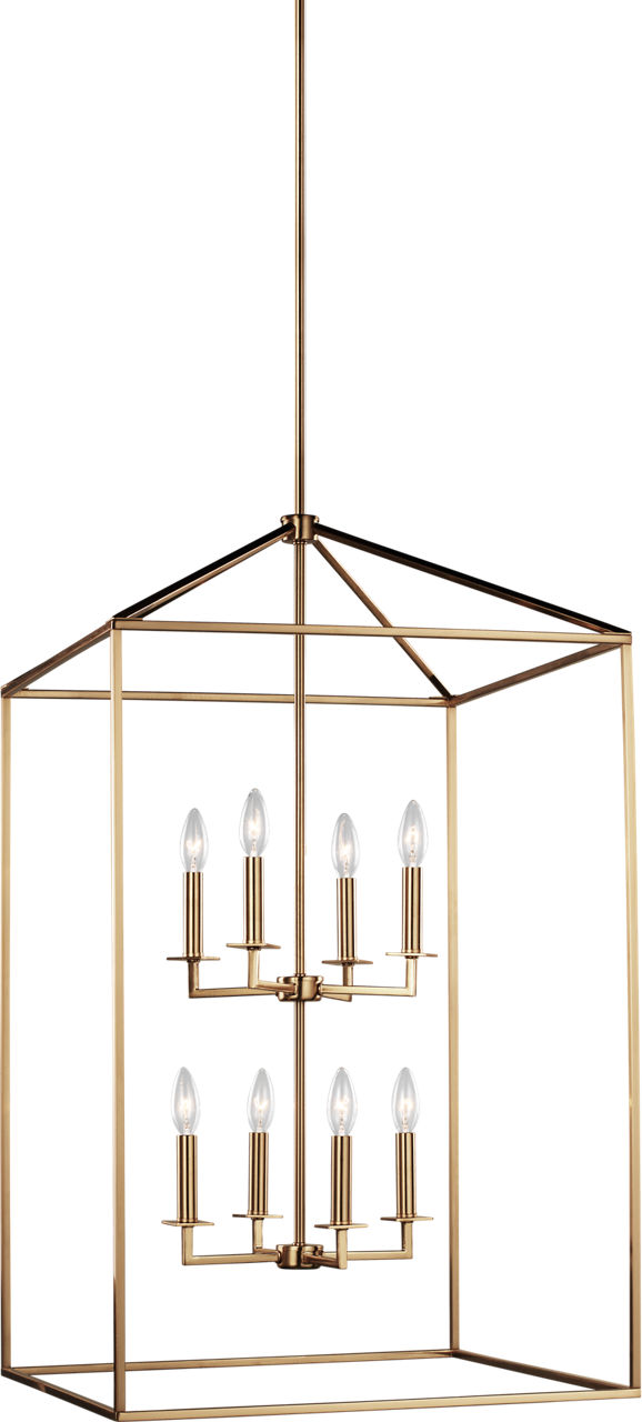 Generation Lighting Perryton 8 light satin brass lantern ceiling light