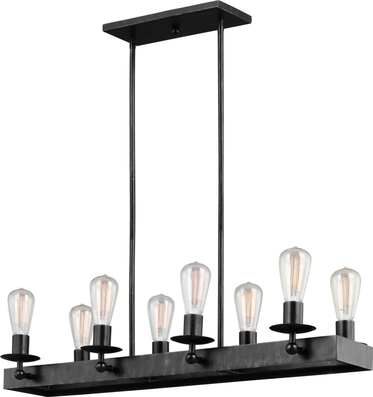 Generation Lighting Ravenwood Manor 8 light linear chandelier in black