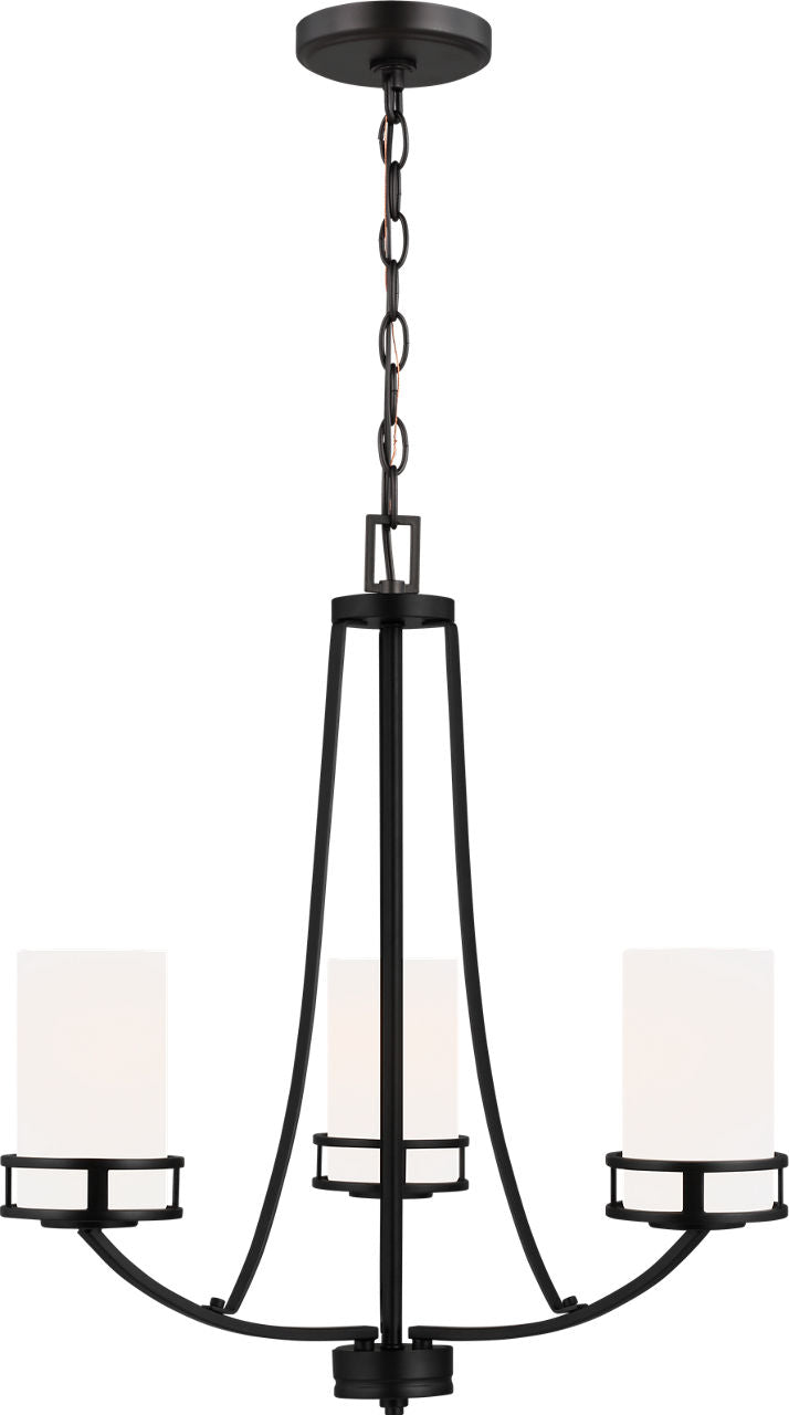 Generation Lighting Robie 3 light chandelier in Midnight Black