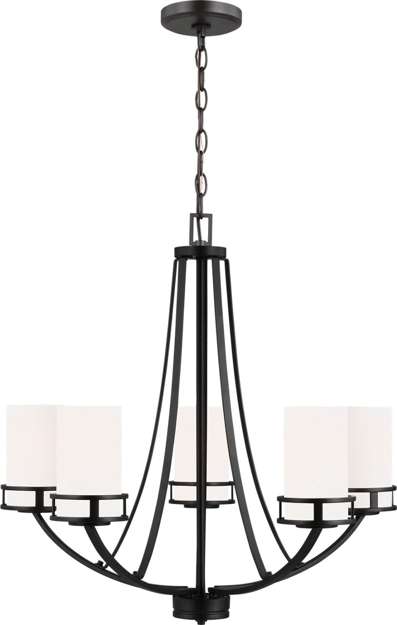 Generation Lighting Robie 5 light chandelier ceiling light in midnight black