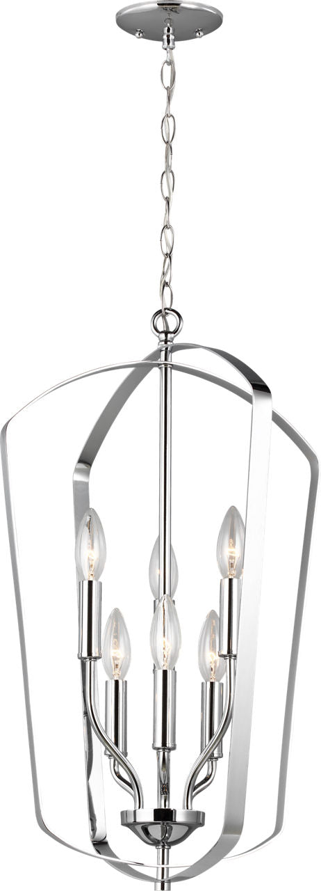 Generation Lighting Romee 6 light chrome lantern pendant ceiling light