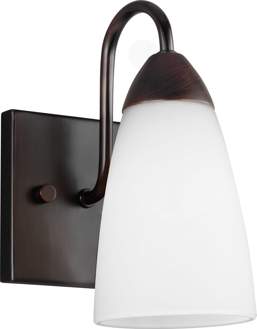 Generation Lighting Seville 1 light bath vanity wall light with white glass shade