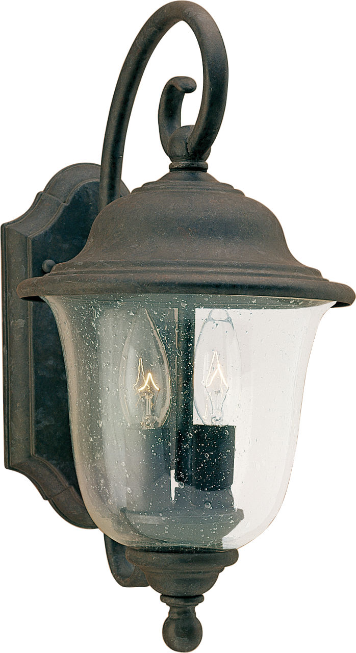 Generation Lighting Trafalgar 2 light oxidized bronze wall lantern with clear seeded glass