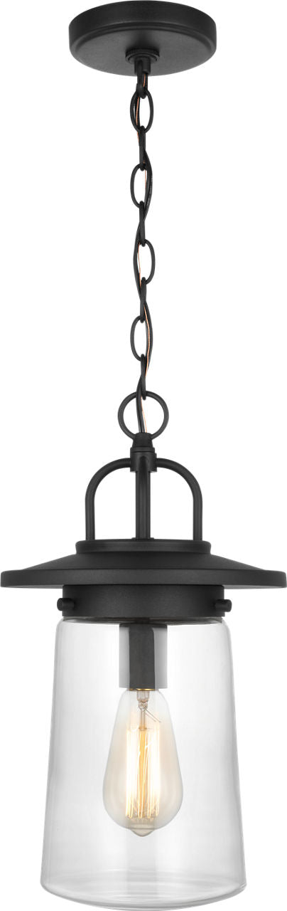 Generation Lighting Tybee 1 light black outdoor pendant ceiling light with clear glass