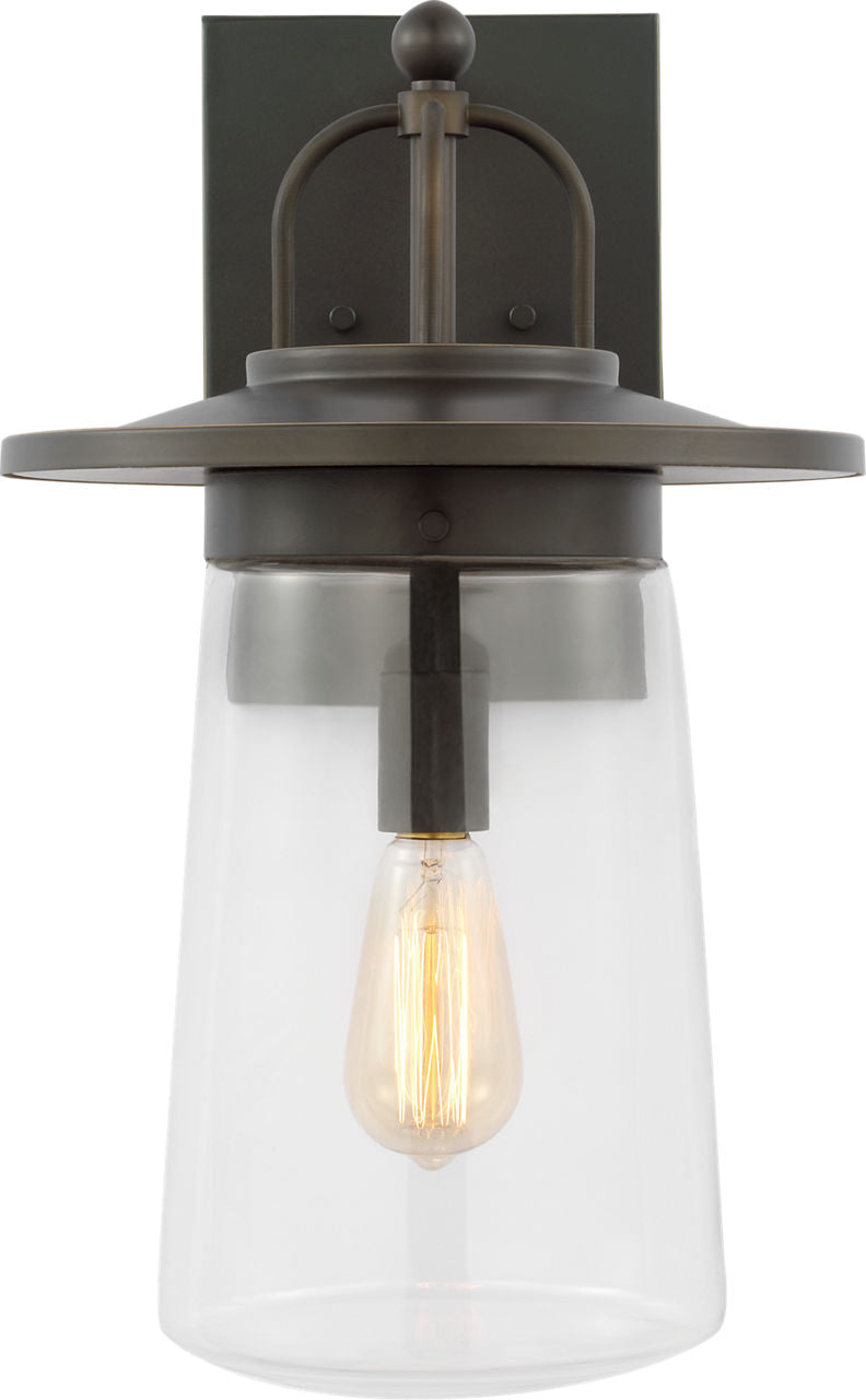 Generation Lighting Tybee 1 light antique bronze outdoor wall lantern with clear glass