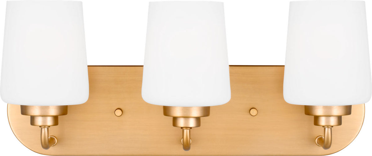Generation Lighting Windom 3 light satin brass bath vanity wall light