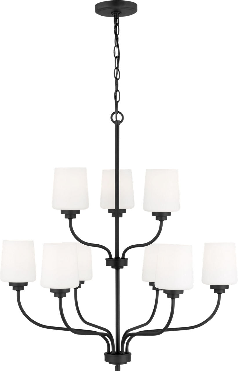 Generation Lighting Windom 9 light midnight black chandelier ceiling light