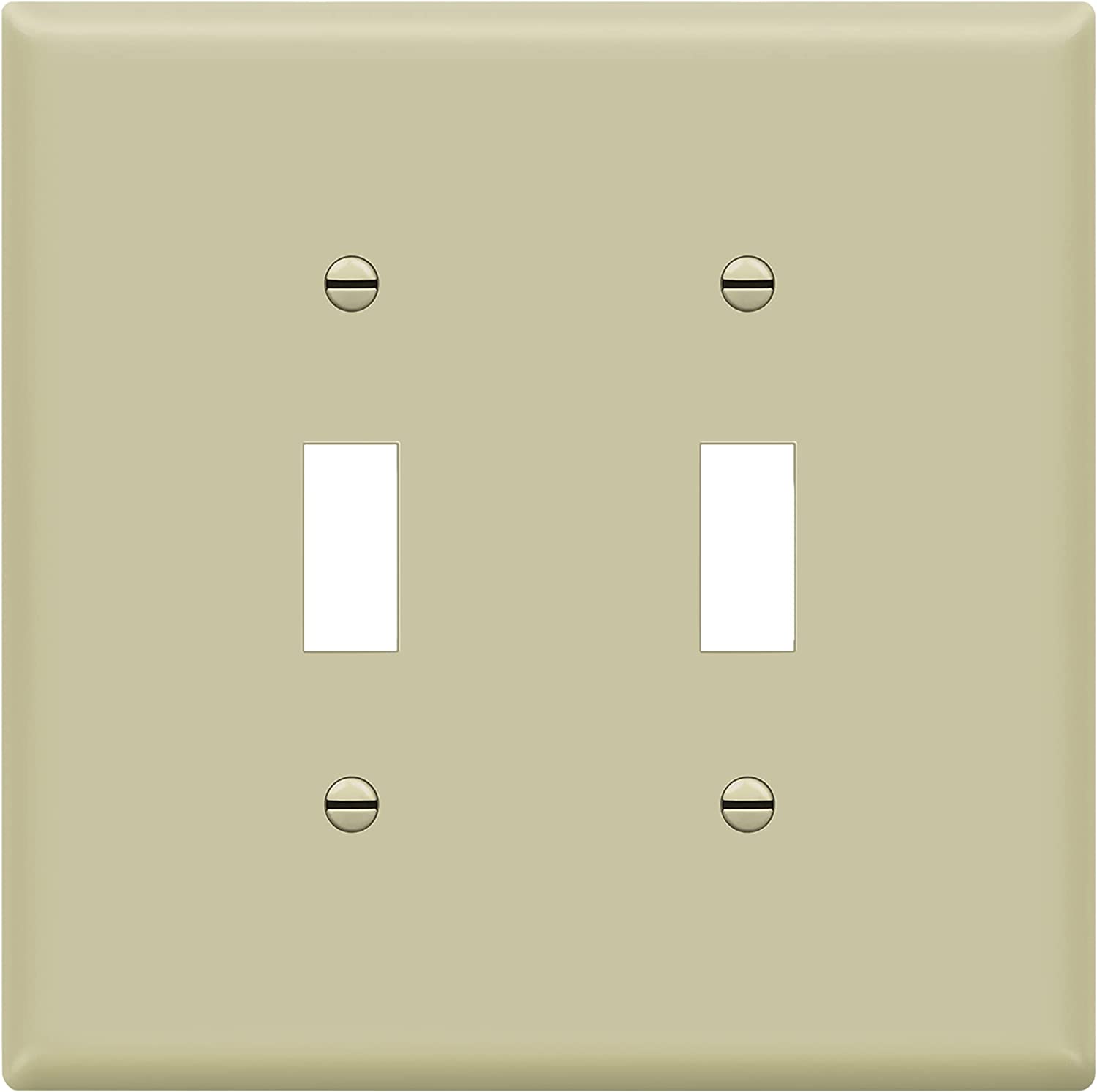 Enerlites SI8812-I 2-Gang Double Toggle Wall Plate Child Safe Switch Cover, Ivory Finish
