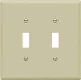 Enerlites SI8812-I 2-Gang Double Toggle Wall Plate Child Safe Switch Cover, Ivory Finish