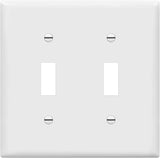 Enerlites SI8812-W 2-Gang Double Toggle Wall Plate Child Safe Switch Cover, White Finish