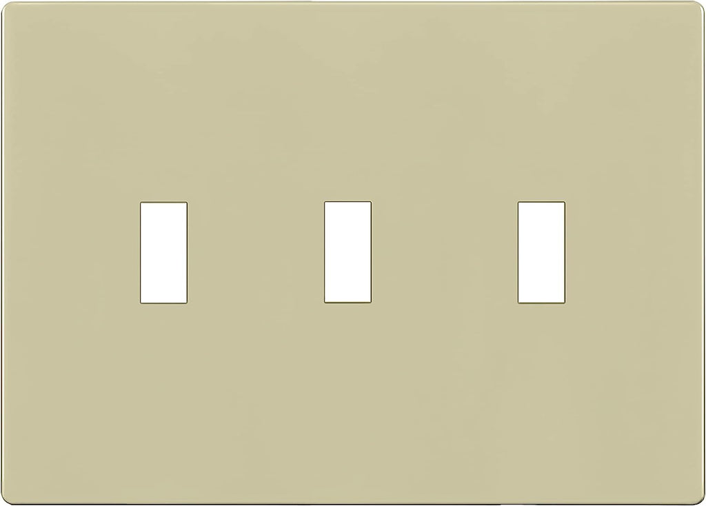 Enerlites SI8813-I 3-Gang Screwless Triple Toggle Switch Wall Plate Child Safe Light Switch Cover, Ivory Finish
