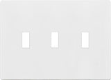 Enerlites SI8813-W 3-Gang Screwless Triple Toggle Switch Wall Plate Child Safe Light Switch Cover, White Finish