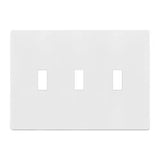 Enerlites SI8813A-W 3-Gang Standard Antimicrobial Wall Plate, Toggle, Screwless, White