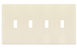 Enerlites SI8814-LA Screwless Quadruple Toggle Switch Plate W/ 4-Gang, Light Almond