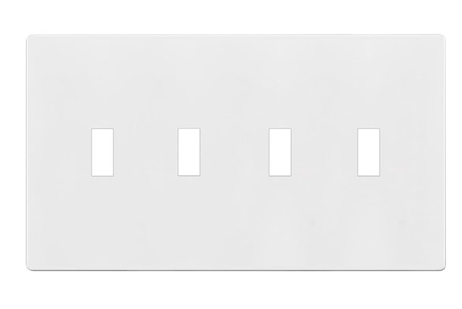 Enerlites SI8814-W Screwless Quadruple Toggle Switch Plate W/ 4-Gang, White