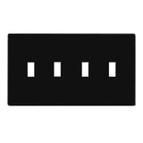 Enerlites SI8814A-BK Screwless Quadruple Toggle Switch Plate W/ 4-Gang, Glossy Black