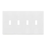 Enerlites SI8814A-W 4-Gang Standard Antimicrobial Wall Plate, Toggle, Screwless, White