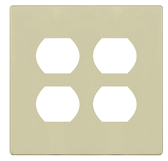 Enerlites SI8822-I Screwless Duplex Wall Plate, Child Safe Double Receptacle Outlet Cover, Ivory