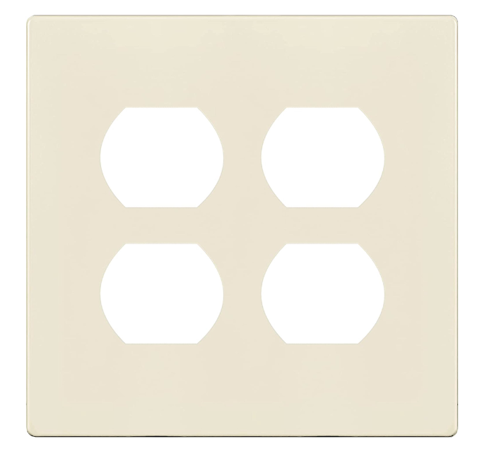Enerlites SI8822-LA Screwless Duplex Wall Plate, Child Safe Double Receptacle Outlet Cover, Light Almond