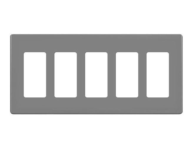 Enerlites SI8835-GY ENERLITES Screwless Decorator Switch Cover, Five Gang Outlet Wall Plate, 5-Gang, Unbreakable Polycarbonate Thermoplastic, UL Listed, Gray