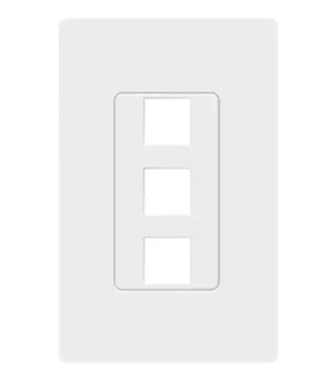 Enerlites SI8873-W 1-GANG SCREWLESS DECORATOR 3-PORT KEYSTONE JACK WALL PLATE