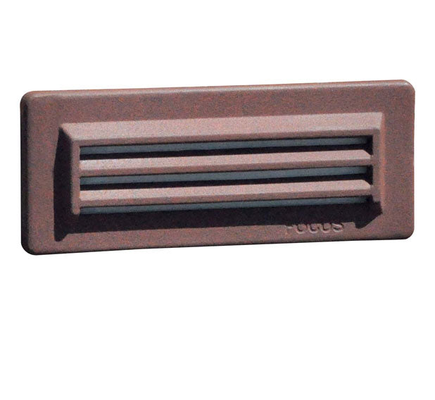 Focus Industries SL08LEDP120VBAR 8W Led Panel Cast Brass 3 Louver Brick Light - Wattage: 8W - Lumens: 960Lm - Voltage: 120V - Material: Brass - Finish: Acid Rust