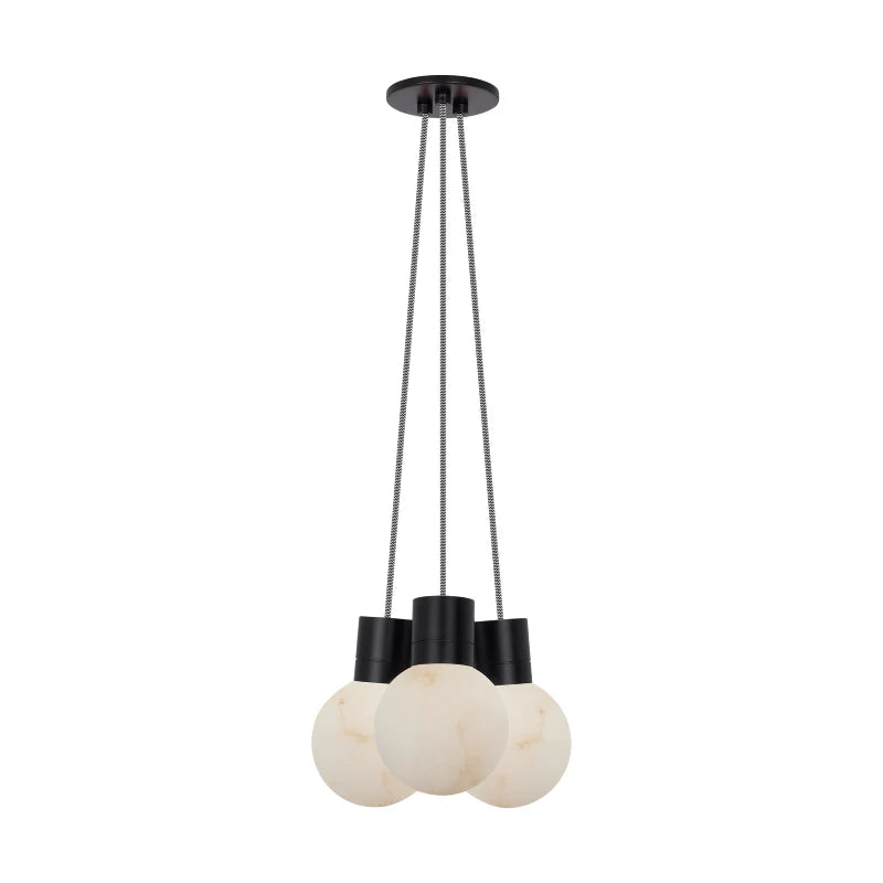 Visual Comfort Modern Collection SLCH54222IB Sean Lavin Mina 3-Light LED Chandelier Black Alabaster