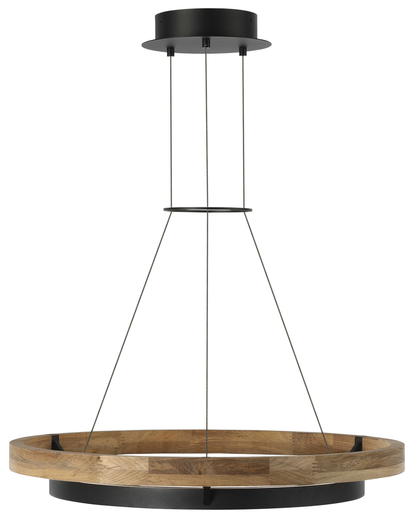 Visual Comfort Architectural SLOCH77730TXBTK Sean Lavin Grace LED 30 inch Textured Black and Teak Wood Outdoor Chandelier, 50.7W , 3000K