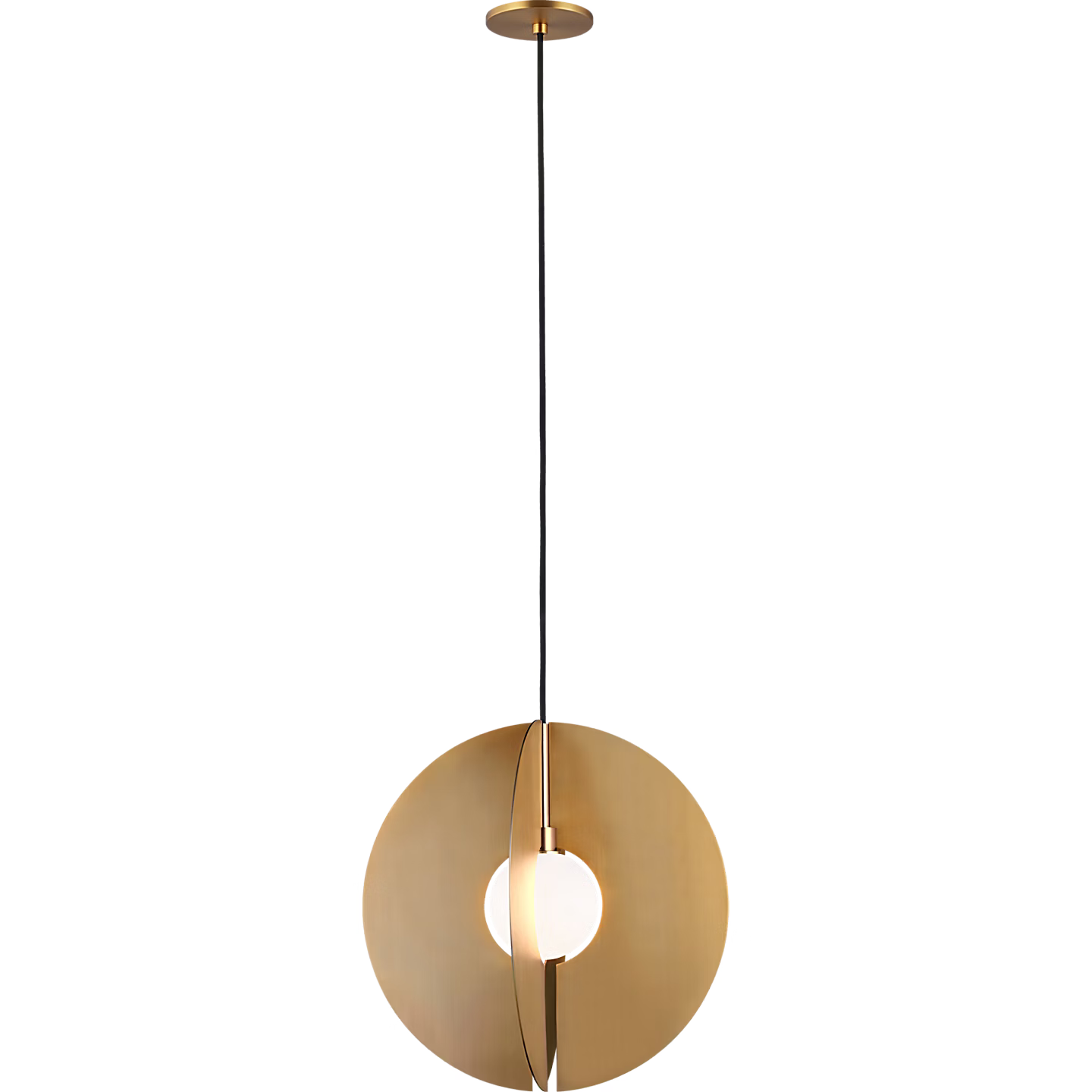 Visual Comfort Modern Collection 700TDOBLRR-LED930 Sean Lavin Orbel 16 inch Pendant, 3000K- Aged Brass