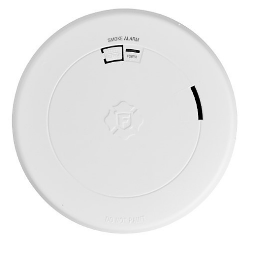 BRK First Alert SM200 Battery powered, low profile, smoke alarm with replaceable battery and silence feature.  Includes Photoelectric smoke sensing technology and 2 AA Alkaline batteries.