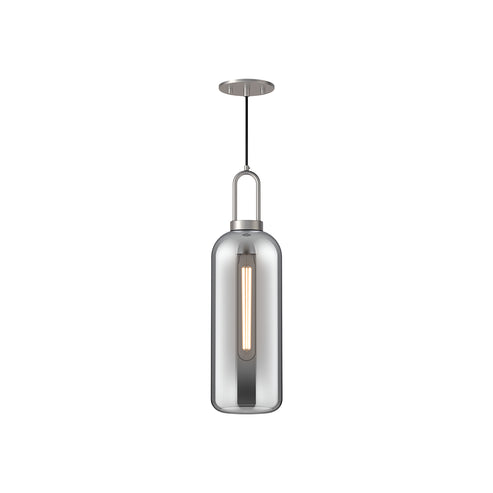 Alora Mood PD401606BNSM Soji 1-Light Pendant, 6", Japandi Style, 60W, 120V, Brushed Nickel/Smoked Solid Glass, UL Certified
