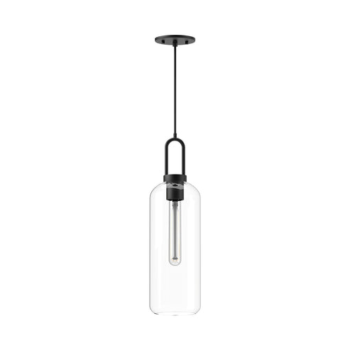 Alora Mood PD401606MBCL Soji 1-Light Pendant, 6", Japandi Style, 60W, 120V, Clear Glass/Matte Black Glass, UL Certified