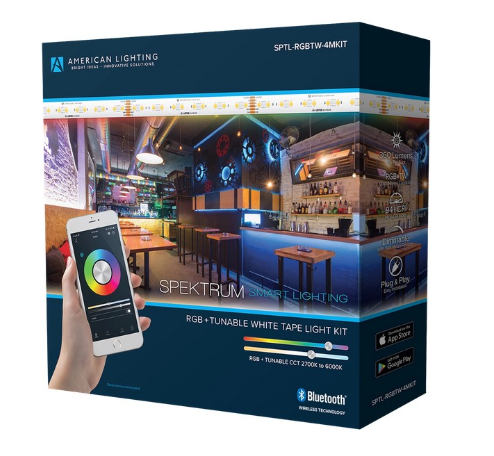 American Lighting SPK-RGBTW-PROKIT-13 Trulux Spektrum+ RGB + CCT Tunable LED Tape Light PRO Kit - Wet Location - 13.1FT Reel - 27K-6K - 7W / FT - 360 Lumens / FT - 24V