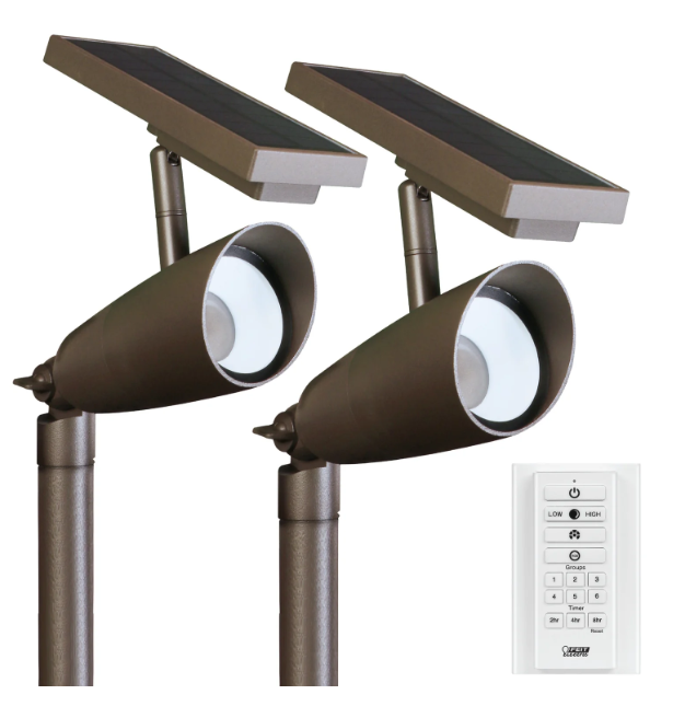 Feit Electric SPOTSYNC/SOL/BZ/2/RP 8 in. OneSync Landscape Bronze Solar Spotlight Starter Kit Multi Color Temperature Pack 2