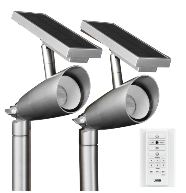 Feit Electric SPOT/SYNC/SOL/NK/2 8 in. OneSync Landscape Nickel Solar Spotlight Starter Kit Pack 2