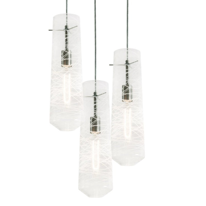 AFX Lighting SPP05MBSNCLRND3 60W LED E26 Spun Round Pendant 3 Lights, 120V, Clear Finish
