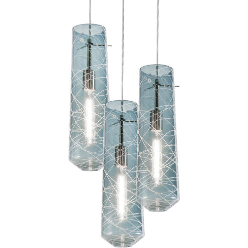 AFX Lighting SPP05MBSNSBRND3 60W LED E26 Spun Round Pendant 3 Lights, 120V, Steel Blue Finish
