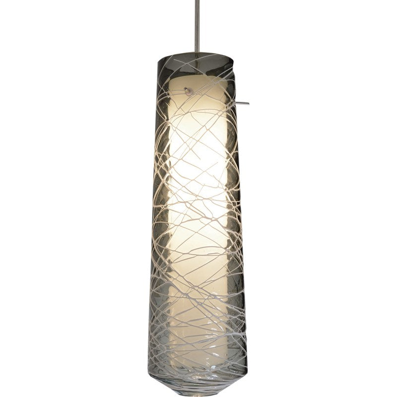 AFX Lighting SPP1000L40D2SNSM Spun 5 Inch LED Pendant In Satin Nickel With Smoke Outer-Inner White Glass