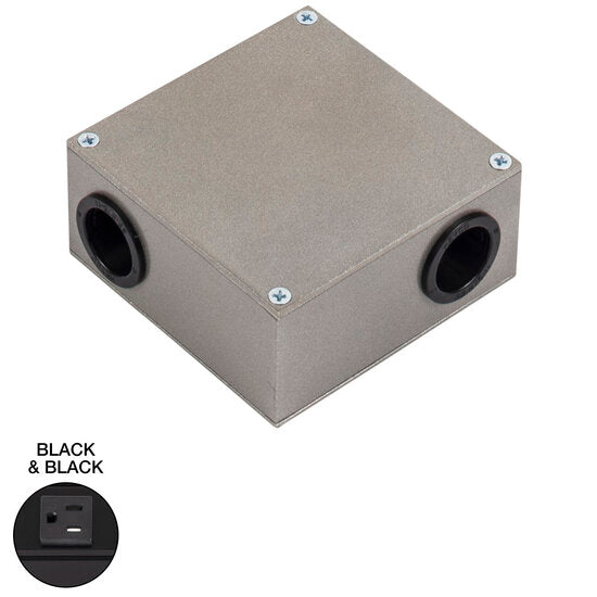 Task Lighting TR-SQ-JB-P-BK Square Junction Box for TR Series Angle Power Strip - Black Finish
