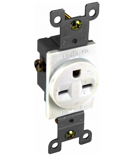 Orbit SR15-250-W 15A, 250V Single Receptacle White Finish