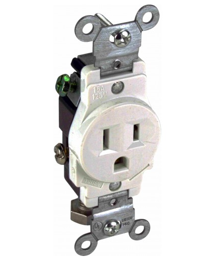 Orbit SR15-W 15A,125V Single Receptacle White Finish