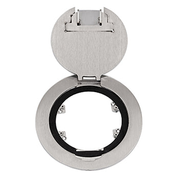 Lew Electric MOI4-SLB-REC-P2-C5-SS-AHC-CED Customizable Dual Service, Recessed Round Concrete Box Finish Stainless Steel
