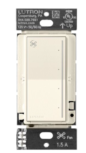 Lutron ST-FSQ-N-BI Sunnata Touch Fan Control, 4-Speed, 1.5A Paddle Fan, AC Motor, Single Pole, Neutral Required, Biscuit Finish