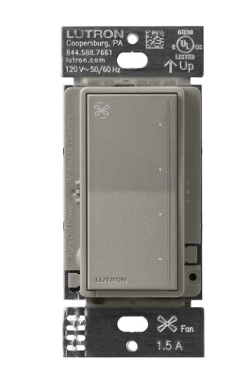 Lutron ST-FSQ-N-CS Sunnata Touch Fan Control, 4-Speed, 1.5A Paddle Fan, AC Motor, Single Pole, Neutral Required, Cobblestone Finish