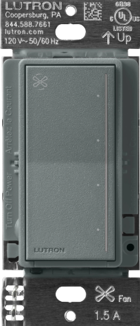 Lutron ST-FSQ-N-SL Sunnata Touch Fan Control, 4-Speed, 1.5A Paddle Fan, AC Motor, Single Pole, Neutral Required, Slate Finish